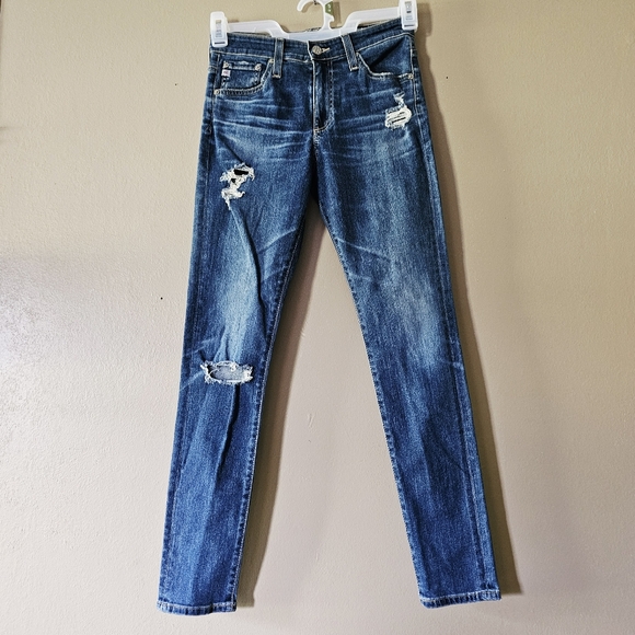 [370] Distressed Blue Women's Jeans - Picture 1 of 5